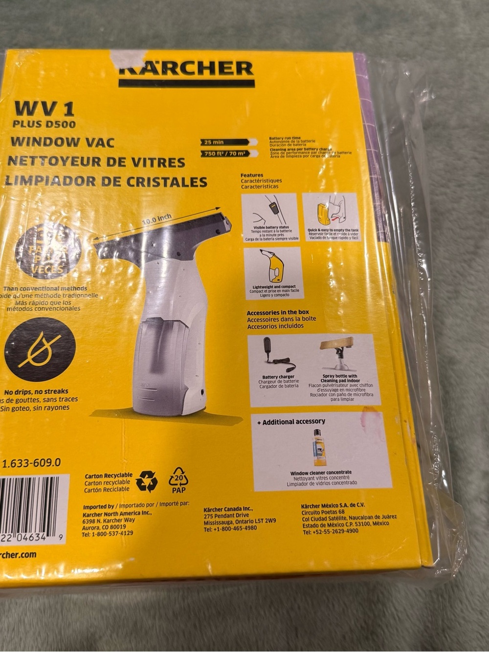 Kärcher WV 1 Plus D500 Cordless Window Vacuum Cleaner Window Vac NIB